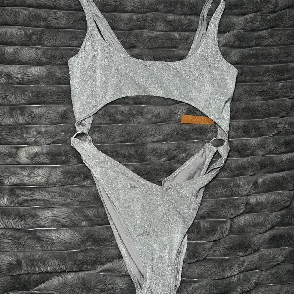 SKIMS‎ Glitter Swim Monokini in Nickel - Size: 3X